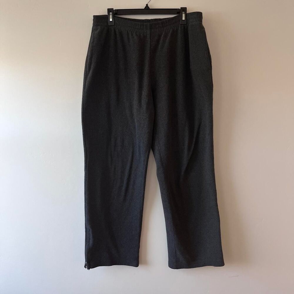 Vintage Ashford Sport Size Large Dark Gray Fleece Pants Ankle Zip Drawstring